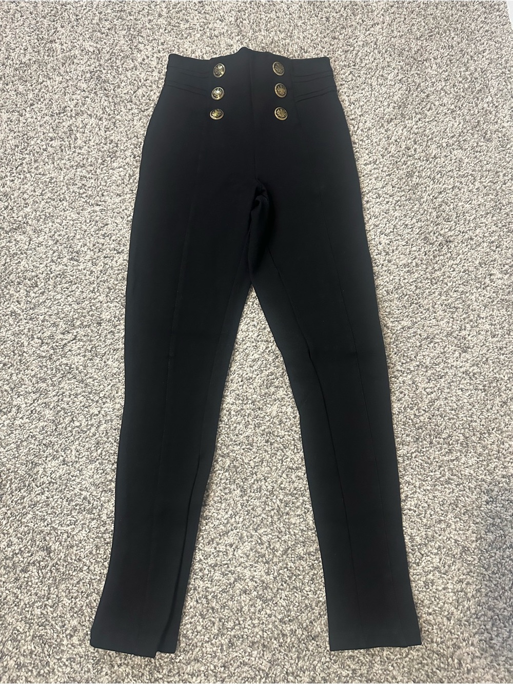 Zara Black High-Rise Sailor-Button Leggings